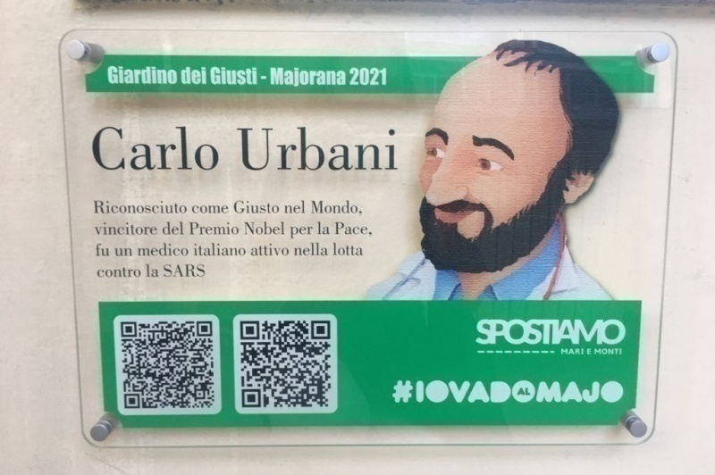 The plaque dedicated to Carlo Urbani